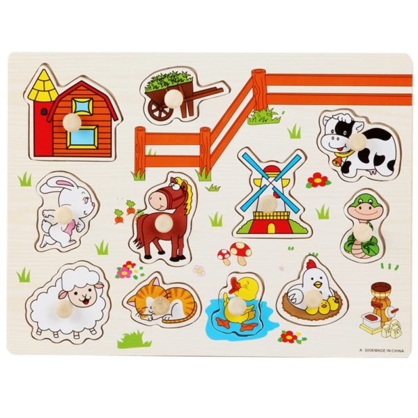 Puzzle en Bois Bébé Animaux de la Ferme 2