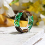 Bague en Bois Avec Résine Vert 4