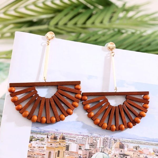 Boucles d&rsquo;Oreilles Ethnique en Bois 2