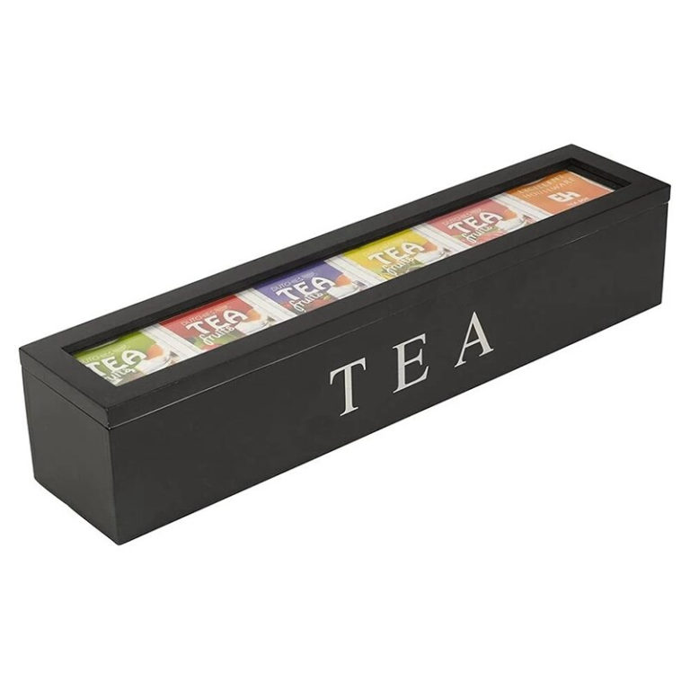 Boite à Thé Simple en Bois 4 Rangements en livraison gratuite