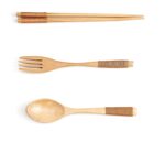 Kit de Couverts Avec Baguettes en Bois Clair 4