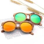 Lunettes de soleil rondes en bois unisexes 7