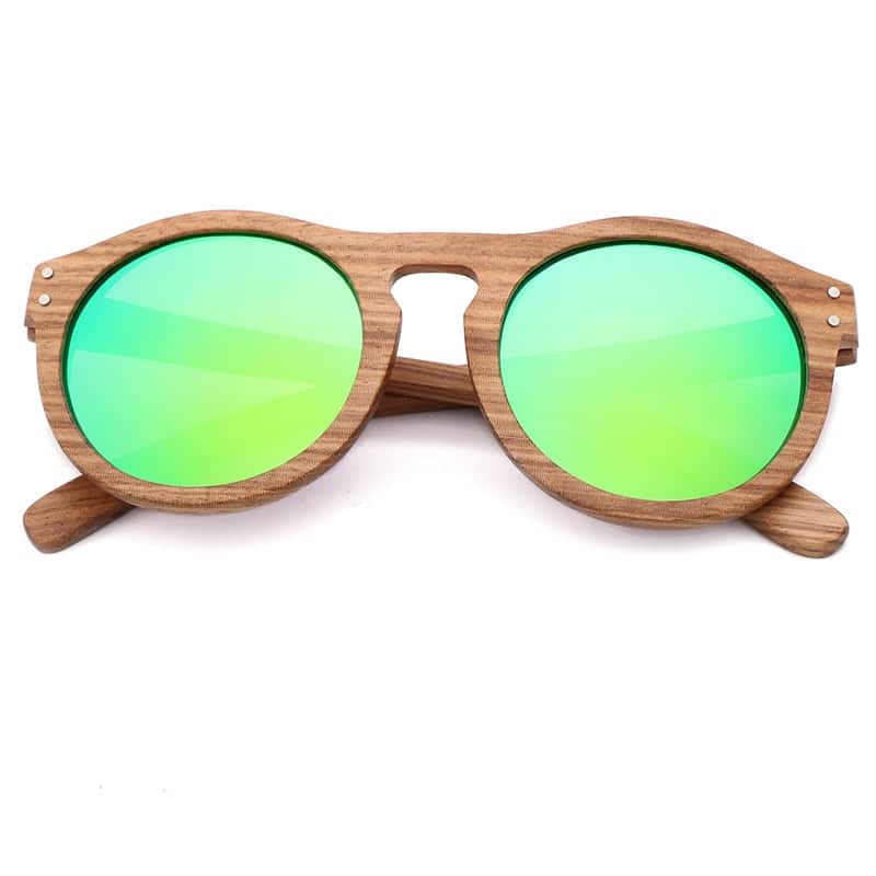 Lunettes de soleil rondes en bois unisexes 13