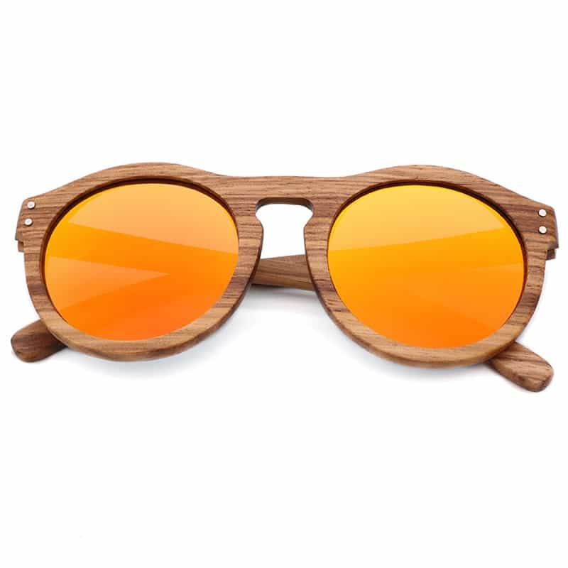 Lunettes de soleil rondes en bois unisexes 9