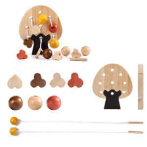 Jeu éducatif en bois, champignon et perles à enfiler
