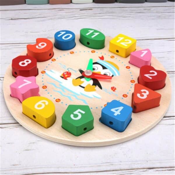 Puzzle horloge en bois pour enfants 5