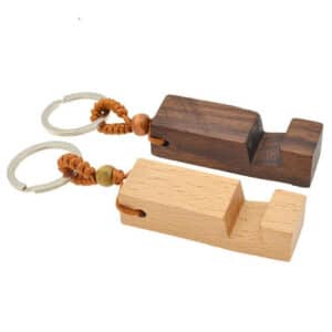 Porte-clés pendentif et support de téléphone en bois