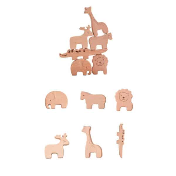 Jeu d&rsquo;inspiration Montessori d&rsquo;équilibre avec animaux en bois naturel 4