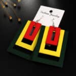 Boucles d’oreilles bois en forme de rectangles superposés 6