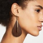 Boucles d&rsquo;oreilles rondes bois en forme de goutte 4
