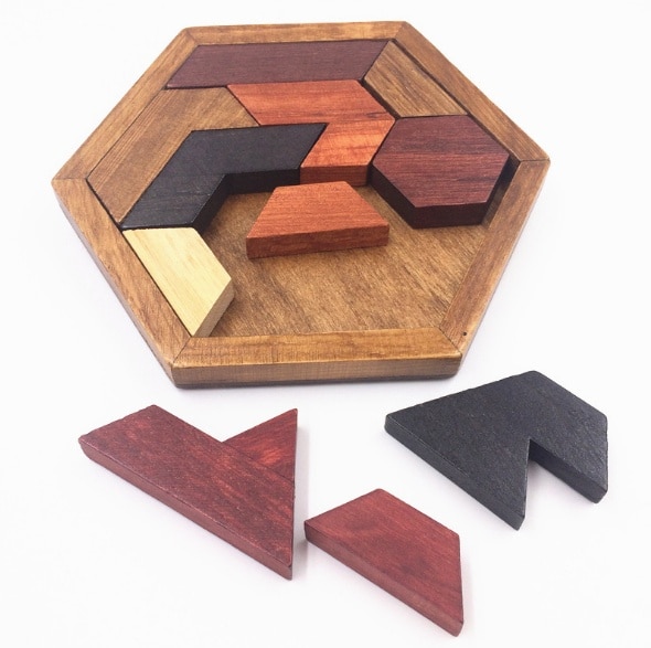Puzzle 3D en bois de formes géométriques 2