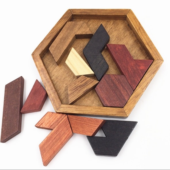 Puzzle 3D en bois de formes géométriques 7