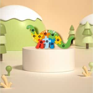 Puzzle en bois Montessori en forme de dinosaure pour enfants