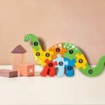Puzzle en bois Montessori en forme de dinosaure pour enfants 5