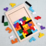 Puzzle 3D en bois coloré, style Tetris 5