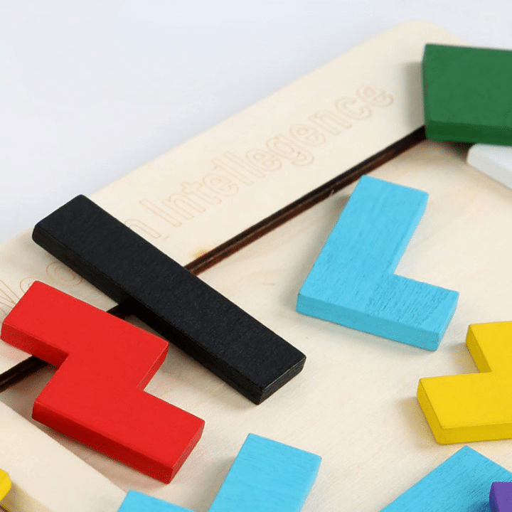 Puzzle 3D en bois coloré, style Tetris 9