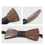 Noeud papillon en bois à motif graphique gravé pour homme 6