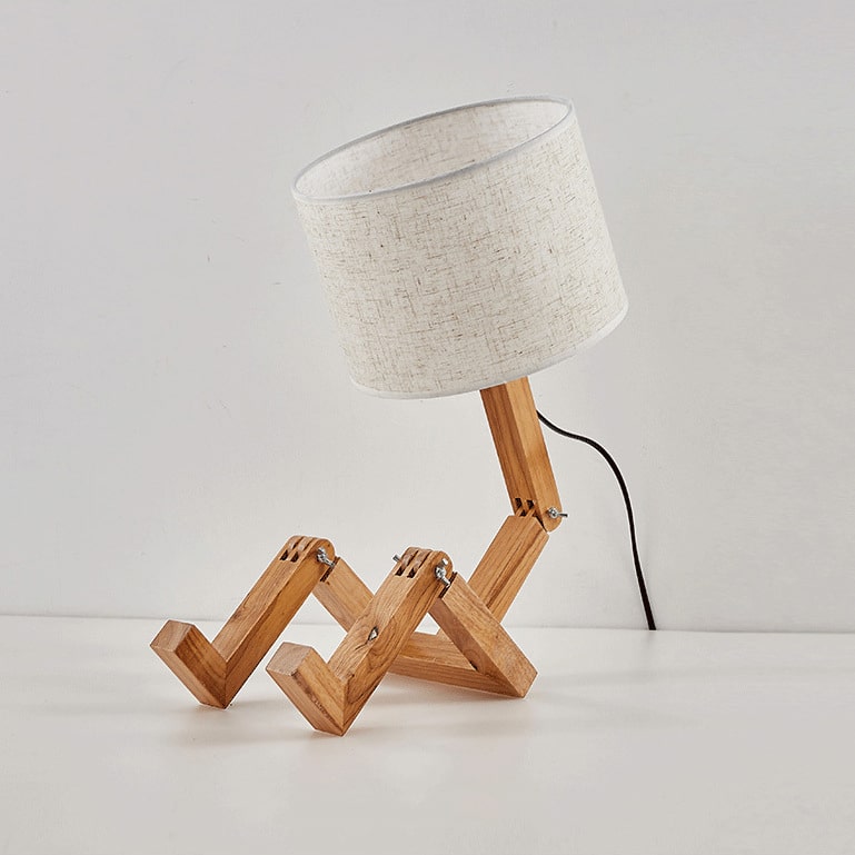 Décoration bois lampe de chevet ou de bureau style petit bonhomme en bois 9