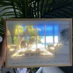 Décoration bois style cadre lumineux LED paysage avec variation du soleil 5