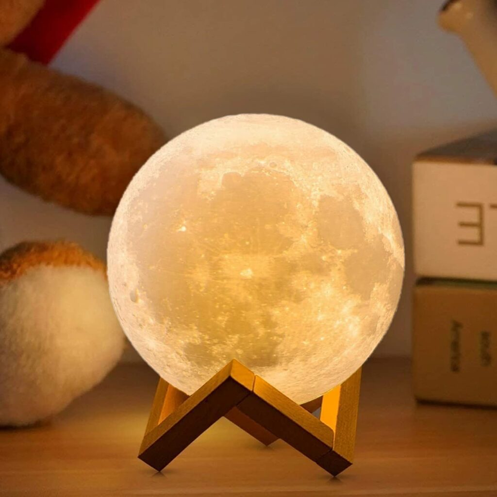 Décoration bois lumineuse lune avec deux couleurs de luminosité 8