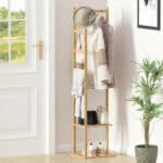 Porte-manteau en bois avec étagères pour rangement 6