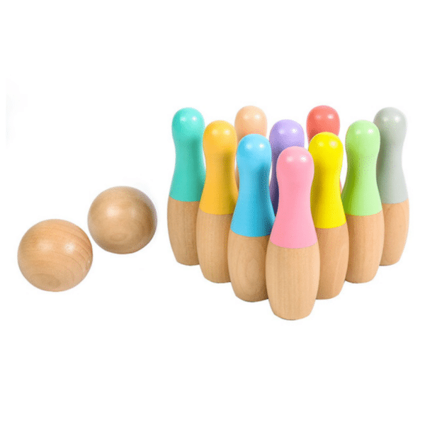 Jeu de Quilles en Bois Semi-Coloré 2