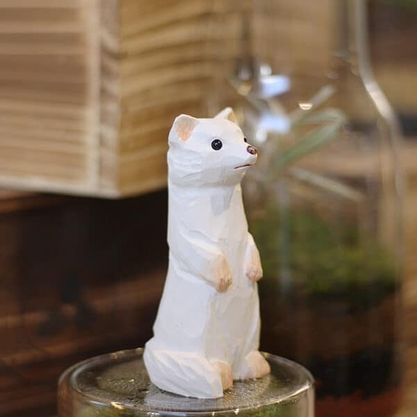 Animaux en Bois de Style Furet Sculpté à la Main 3