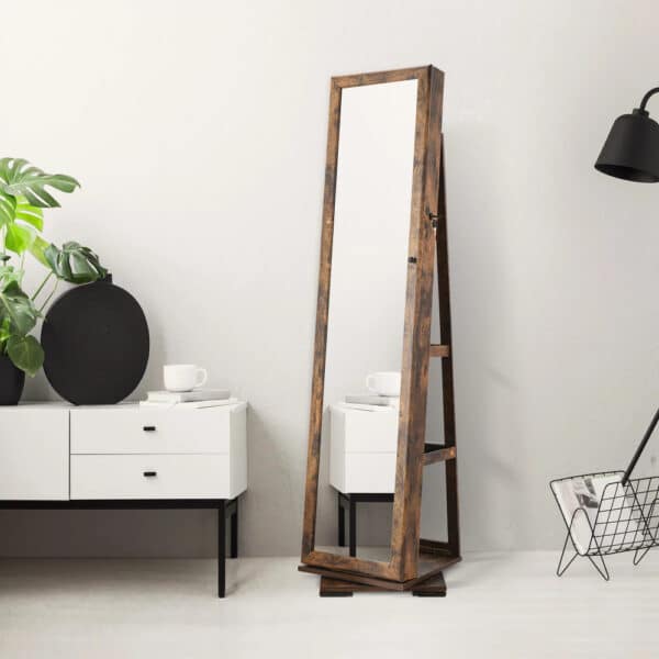 Miroir Rectangulaire en Bois avec Etagère à Bijoux 2