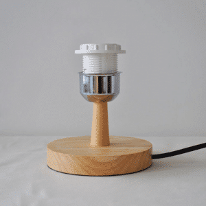 Pied de Lampe en Bois Massif Circulaire avec Interrupteur