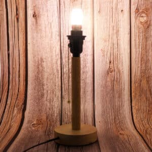 Pied de Lampe en Bois et en Métal avec Fil d’Interrupteur 3