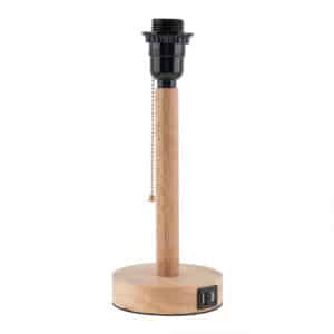 Pied de Lampe en Bois et en Métal avec Fil d’Interrupteur 2