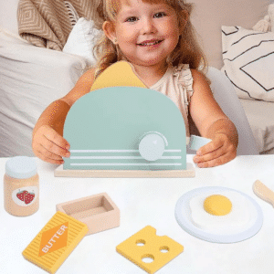 Cuisine en Bois Jouet avec Oeuf et Machine à Pain 2