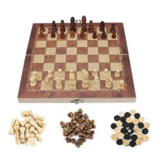 Jeu d’Echec en Bois Pliant et Portable
