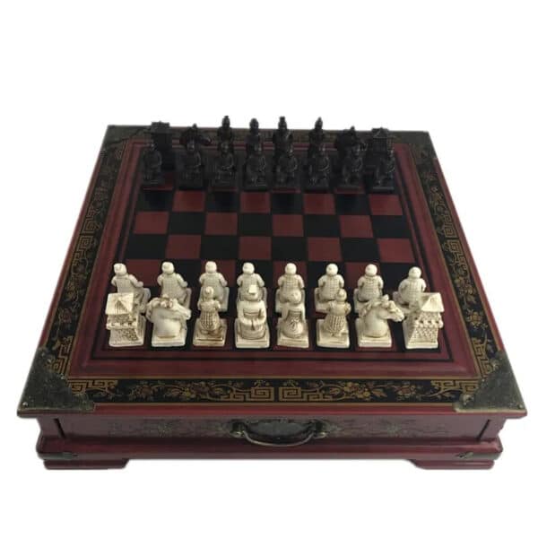 Jeu d&rsquo;Echec en Bois et Résine de Style Rétro 2