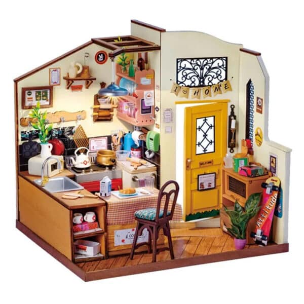 Maison de Poupée en Bois Cuisine Miniature pour Enfants 2