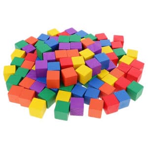 Lot de Cent Cubes en Bois Colorés pour Enfants 2