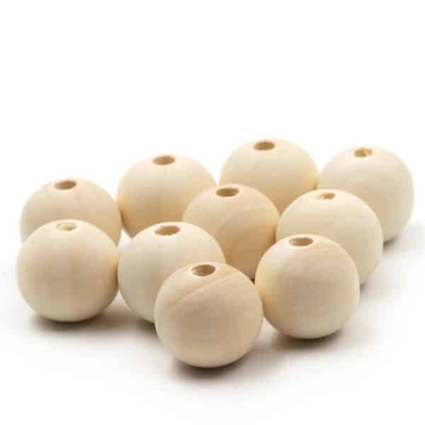 Lot de Dix Grosses Perles en Bois Rondes et Lisses 2