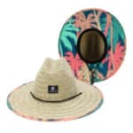 Chapeau de Paille avec Motifs de Feuilles Multicolores 4