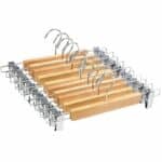 Lot de Dix Cintres en Bois avec Pinces pour Pantalons 3